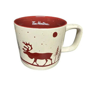 New Limited Edition Tim Hortons 2019 Holiday White Red Elk Coffee Hot Cocoa Mug